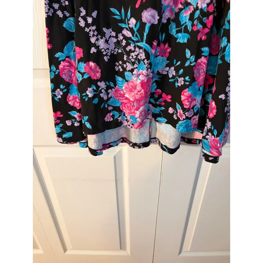Ricrac & Ruffles Girls Black Floral Sleeveless‎ High Low Swing Dress Size M